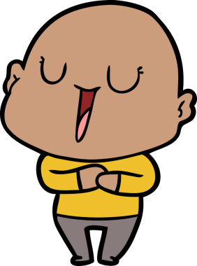 Bir insan tarafından çizilmiş mutlu, kel adam.