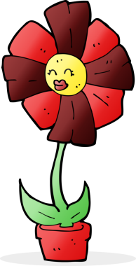 Bir insan tarafından çizilmiş karikatür çiçeği