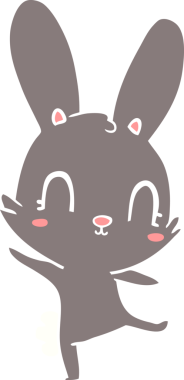 Sevimli düz renkli çizgi film tavşanı bir insan tarafından çizilmiş.