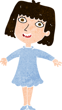 Bir insan tarafından çizilmiş mutlu kadın çizgi filmi.