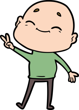 Bir insan tarafından çizilmiş mutlu, kel adam.