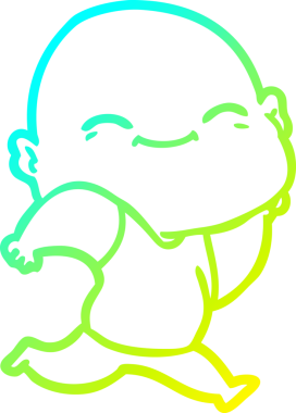 Bir insan tarafından çizilmiş, mutlu, kel bir adamın çizdiği soğuk çizgi.