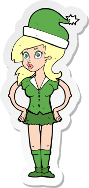 Bir insan tarafından çizilmiş bir çizgi roman Noel Baba yardımcısının çıkartması