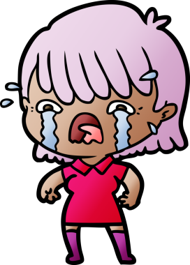 Bir insan tarafından çizilmiş ağlayan çizgi film kızı.