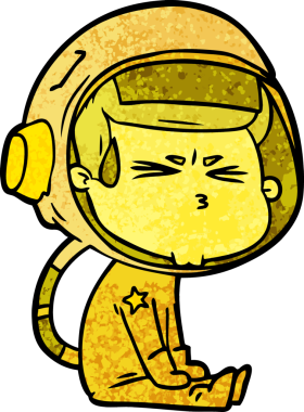 Çizgi film bir insan tarafından çizilmiş astronot.