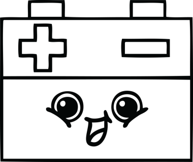 Bir insan tarafından çizilmiş araba aküsünün çizgi çizimi