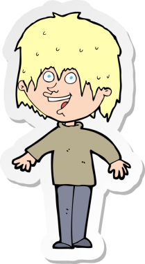 Bir insan tarafından çizilmiş heyecanlı bir adamın çıkartması.