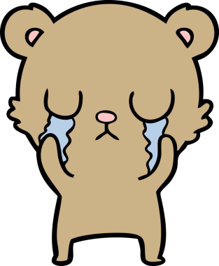 Bir insan tarafından çizilmiş ağlayan çizgi film ayısı.