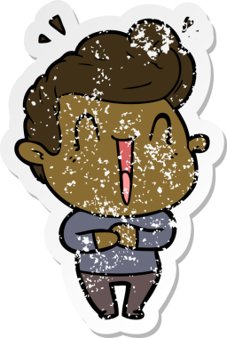 Bir insan tarafından çizilmiş heyecanlı bir adamın sıkıntılı çıkartması.