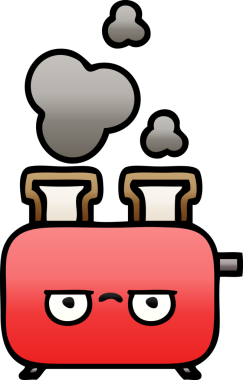 Bir insan tarafından çizilmiş tost makinesinin gölgelenmiş karikatürü.