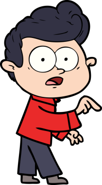 Bir insan tarafından çizilmiş çizgi film bakışlı adam.