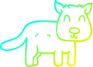 Bir insan tarafından çizilmiş sakin bir köpeğin soğuk çizgi çizimi.