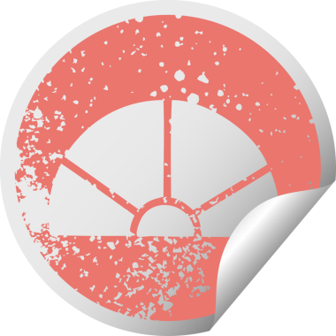 Bir insan tarafından çizilmiş matematiksel bir teçhizatın sıkıntılı dairesel soyulan çıkartması.