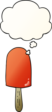 Düşünce baloncuklu çizgi film lolipopu, bir insan tarafından çizilmiş düzgün eğimli stil.