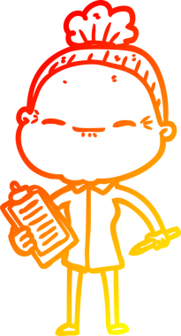 Bir insan tarafından çizilmiş barışçıl, yaşlı bir kadının sıcak çizgi çizimi.