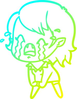 Bir insan tarafından çizilmiş ağlayan vampir kız çizgi filmi.