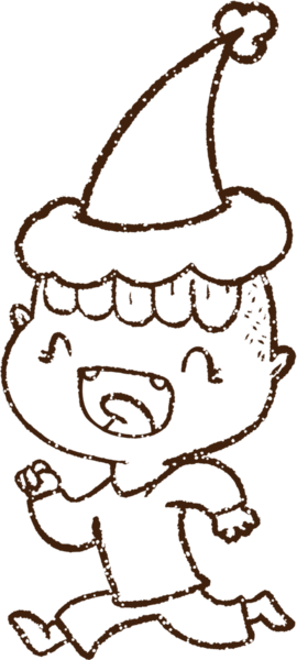 Bir insan tarafından çizilen Noel Çocuğu Kömür Çizimi