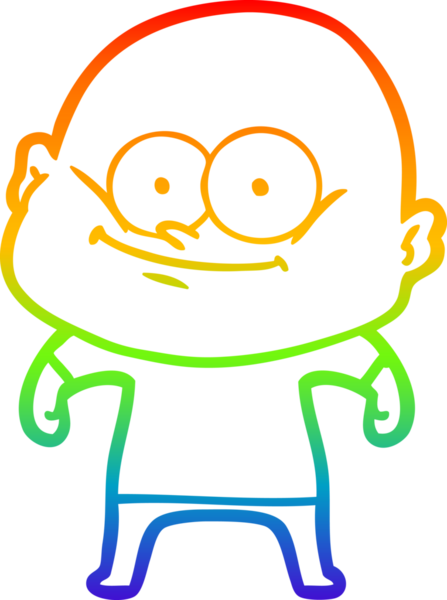 Gökkuşağı gradyan çizgi çizimi bir insan tarafından çizilmiş kel bir adamın çizimi