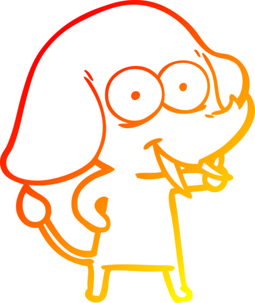 Bir insan tarafından çizilmiş mutlu bir filin sıcak çizgi çizimi