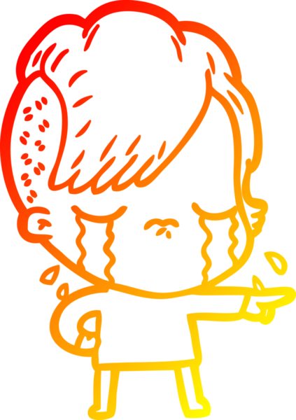 Bir insan tarafından suçlanan, ağlayan bir kızın çizgi film çizimi.