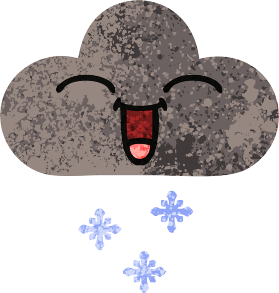 Bir insan tarafından çizilmiş fırtına kar bulutunun retro çizim tarzı karikatürü