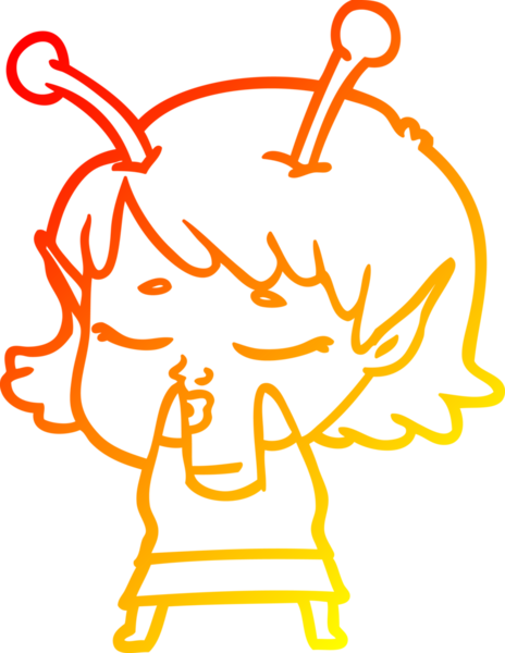 Bir insan tarafından çizilmiş sevimli bir uzaylı kız çizgi filmi.