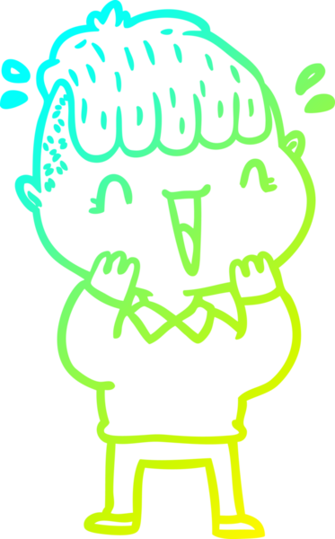 Bir çizgi filmin soğuk gradyan çizimi mutlu bir çocuğun bir insan tarafından çizilmesine şaşırdı