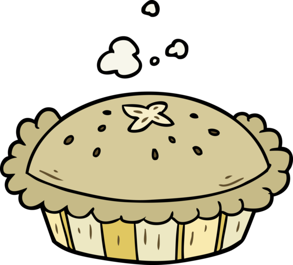 Bir insan tarafından çizilmiş fırından yeni çıkmış sıcak çizgi film pastası.