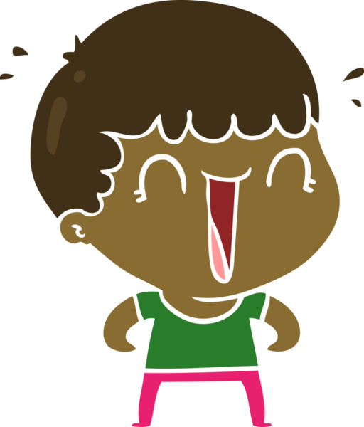 Bir insan tarafından çizilmiş düz renkli karikatür adam.