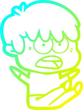 Bir insan tarafından çizilmiş endişeli çizgi film çocuğunun soğuk gradyan çizgisi.