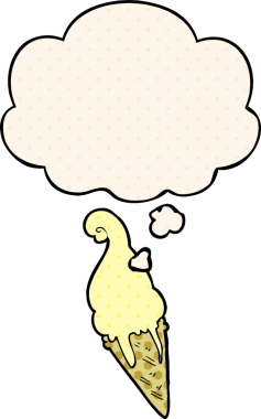 Bir insan tarafından çizilmiş, düşünce baloncuklu karikatür dondurması.