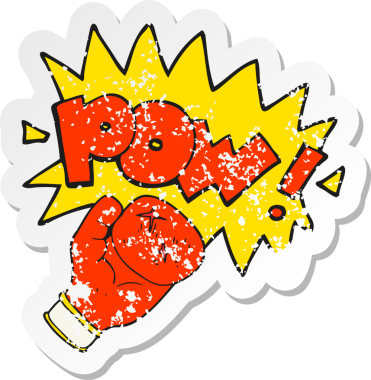 Çizgi film boks eldiveninin insan tarafından çizilmiş gerilimli yapıştırması.