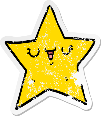 Bir insan tarafından çizilmiş bir çizgi film yıldızının sıkıntılı çıkartması.