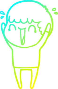 Bir insan tarafından çizilen neşeyle zıplayan bir çizgi film karakterinin soğuk çizgisi.