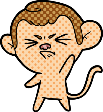 Bir insan tarafından çizilmiş sinir bozucu bir maymun.