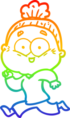 Gökkuşağı gradyan çizgi çizimi Bir insan tarafından çizilmiş mutlu yaşlı kadın