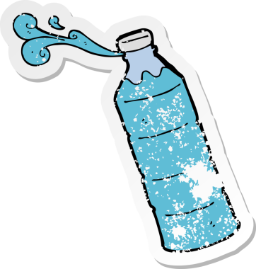 Bir insan tarafından çizilmiş portakal suyu şişesinin gerilimli yapıştırması.