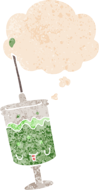 Düşünce baloncuklu çizgi film şırıngası grunge sıkıntılı retro desen bir insan tarafından çizilmiş