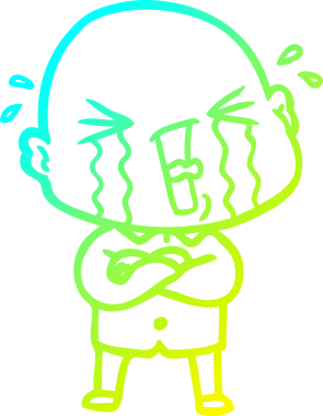 Bir insan tarafından çizilmiş, ağlayan kel bir adamın çizdiği soğuk çizgi.