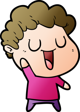 Bir insan tarafından çizilmiş gülen karikatür adam.