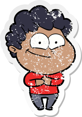 Bir insan tarafından çizilmiş mutlu bir adamın sıkıntılı çıkartması.