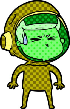 Çizgi film bir insan tarafından çizilmiş astronot.