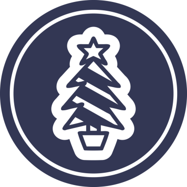 Noel ağacı dairesel simgesi bir insan tarafından çizilmiş.