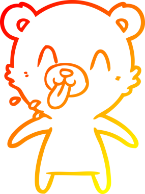 Bir insanın çizdiği dilden çıkan kaba bir kutup ayısının sıcak çizgi çizimi.