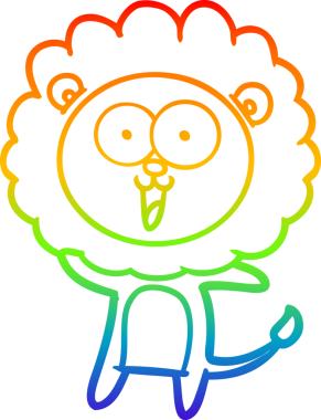 gökkuşağı gradyanı çizimi bir insan tarafından çizilmiş mutlu bir karikatür aslanı