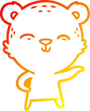 Bir insan tarafından çizilmiş mutlu çizgi film ayısının sıcak çizgi çizimi