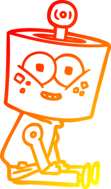 Bir insan tarafından çizilmiş mutlu bir çizgi robot çizimi