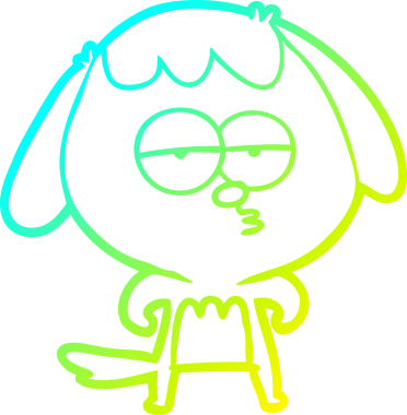 Bir insan tarafından çizilmiş ve sıkılmış bir köpeğin soğuk çizgi çizimi.