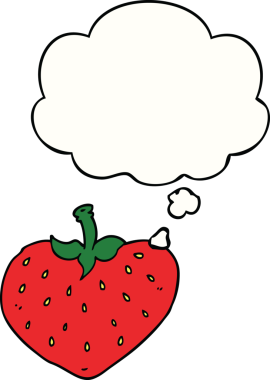 Bir insan tarafından çizilmiş düşünce baloncuklu karikatür çileği