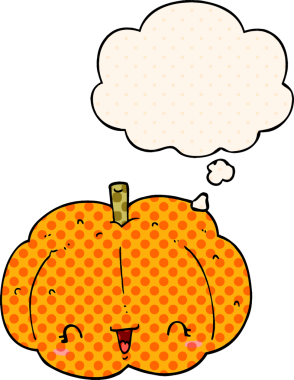 Çizgi roman tarzında bir insan tarafından çizilmiş düşünce balkabağı.